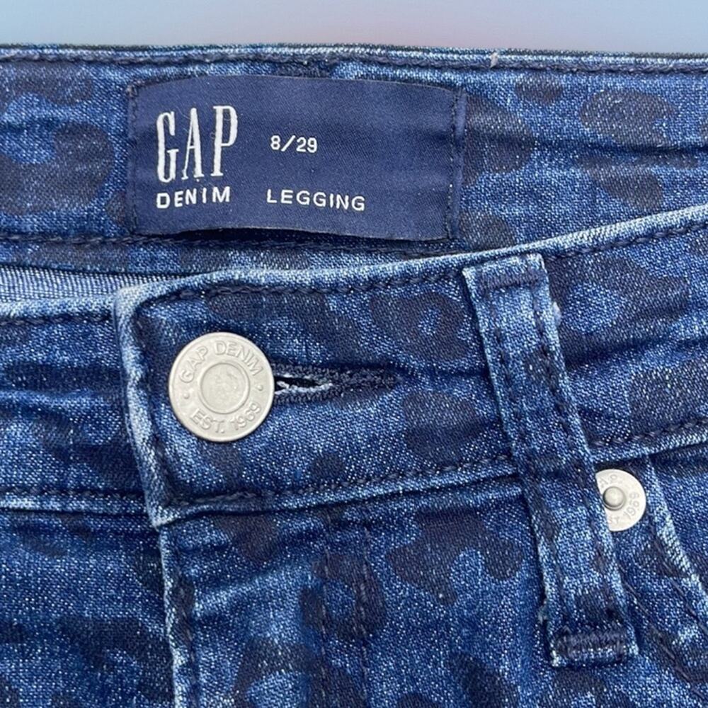 GAP Women’s 8 / 29 Blue Black Print Legging Jeans - Picture 2 of 5